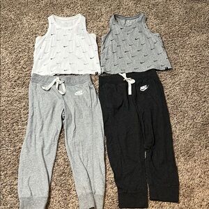 Nike Tank Tops and Joggers Set - White, Grey, Black